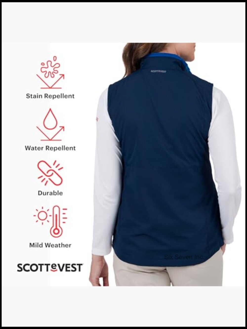 Travel Vest with 24 Hidden Pockets Water Repellent Lightweight Polyester - Picture 3 of 6